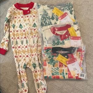 Burt's Bees Baby Christmas Pajamas - 24M Footie; 3 NWT and 1 GUC